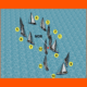 Sailboats in a regatta maneuver around marked positions, highlighting a man overboard (MOB) situation on blue water.