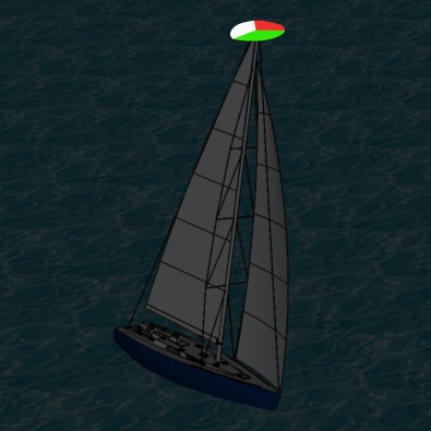 Tri-colored lights on a sailboat