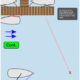 Sailing instructions: maneuvering dock approach on beam reach, downwind position marked with arrows and red line.