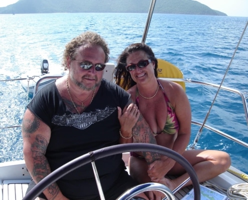 Bob Bitchin sailing with Jody