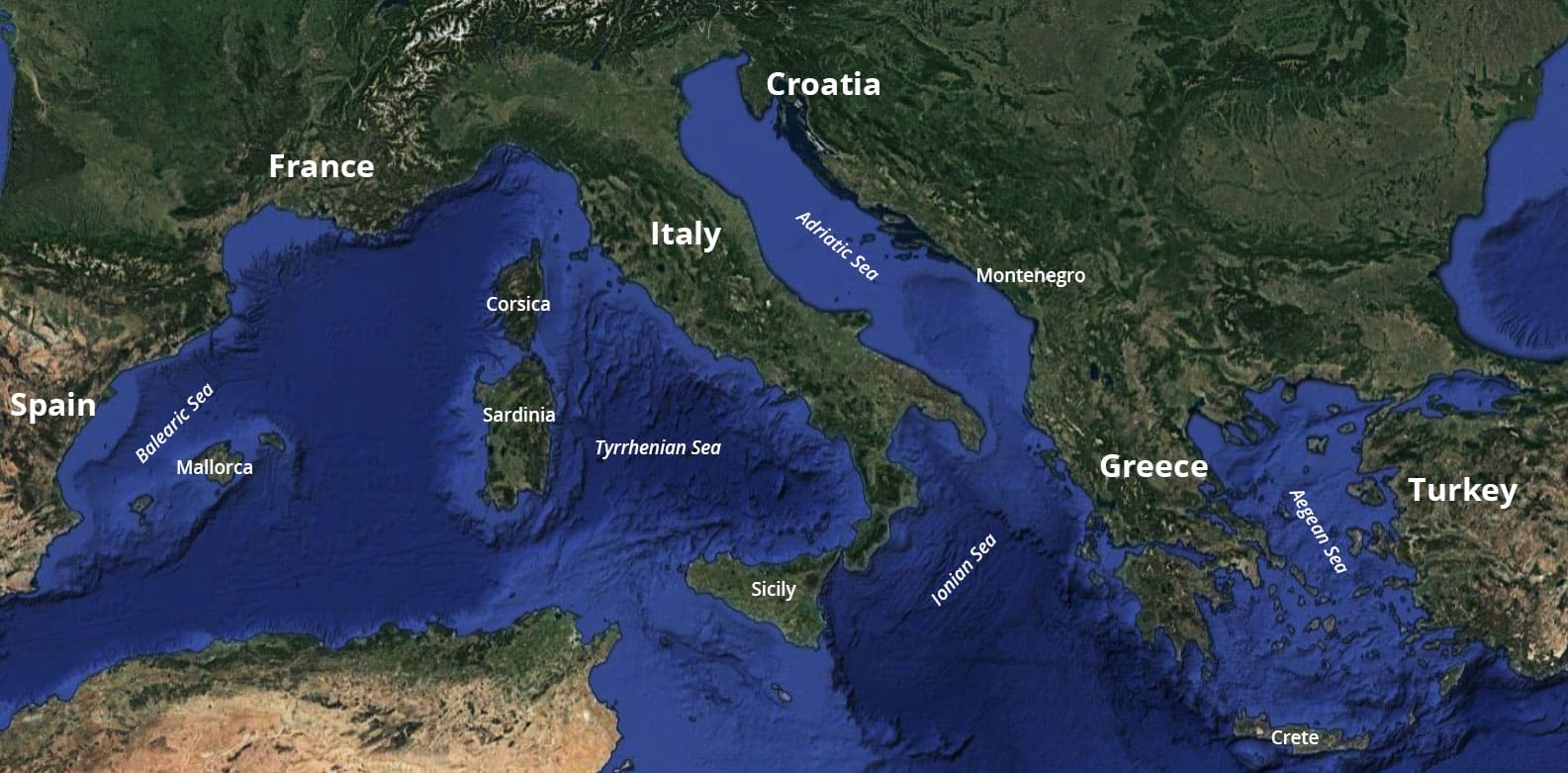 Mediterranean Yacht Charter and Sailing Vacations location map