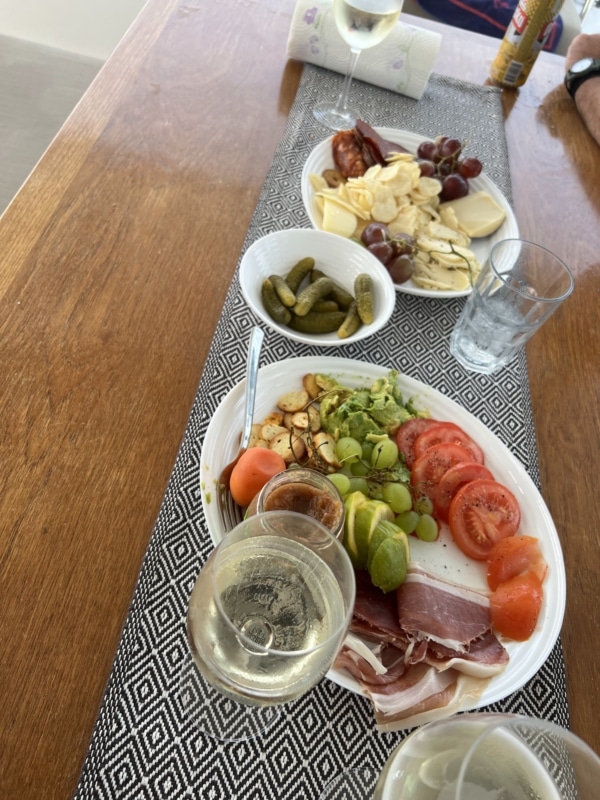 Chartering in Central Croatia - Underway tray of Mediterranean snacks