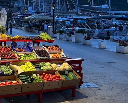 Chartering in Central Croatia - Fruit stand on the quay