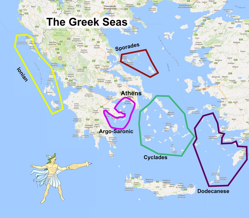Map of the Greece seas