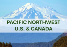 Snow-capped volcano and lush forests of the Pacific Northwest, sailing with the natural beauty of U.S. and Canada.