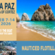La Paz Sea of Cortez sailing event, Feb 7-14, 2026. Scenic beach with rock formations. Nauticed Flotilla adventure.