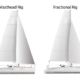 Comparison of masthead and fractional rig sailboats with labeled diagrams showing sail positions.