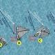 Diagram illustrating true wind, apparent wind, and boat speed effects on sail, influencing sailing dynamics.