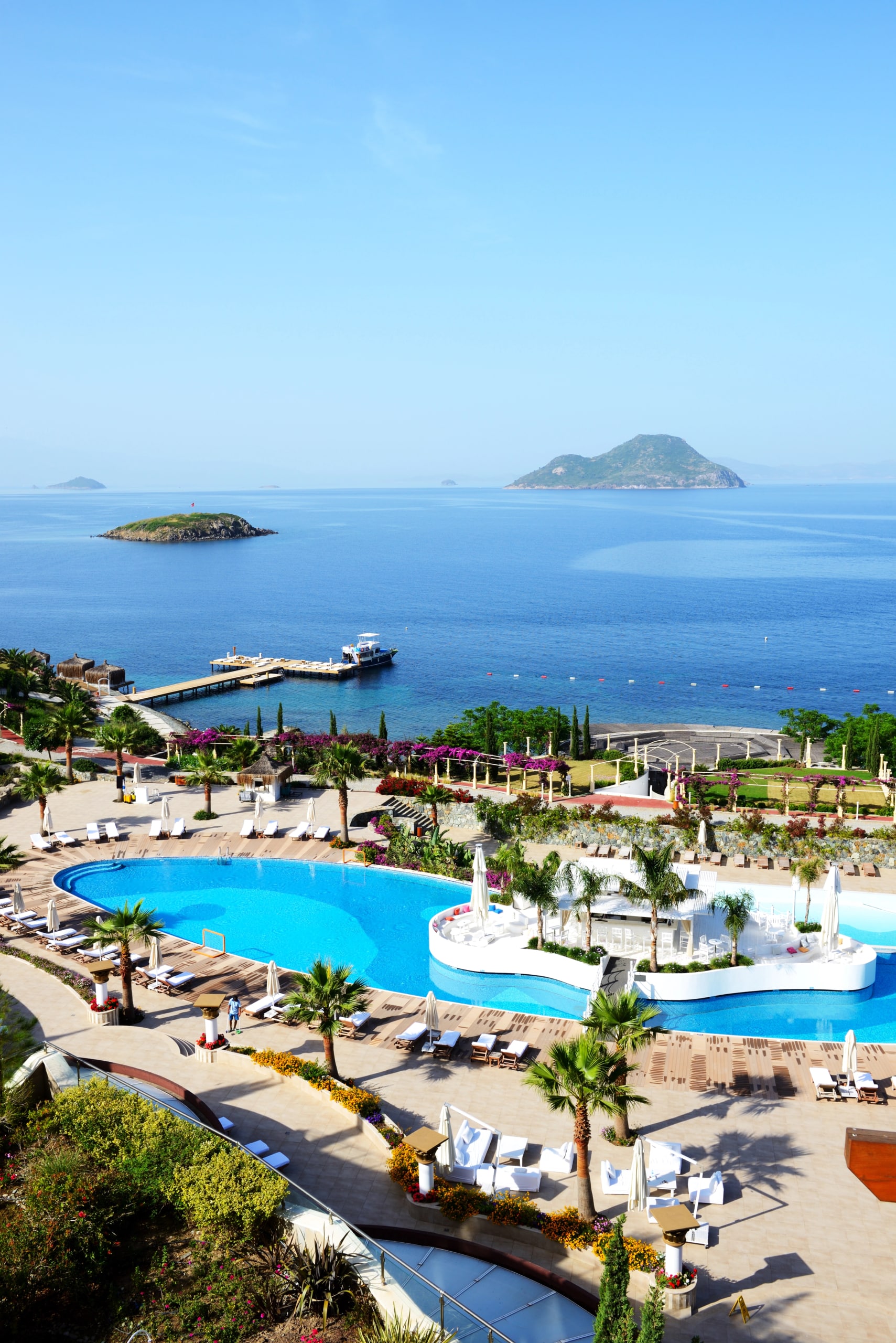 The beach at luxury hotel, Bodrum, Turkey