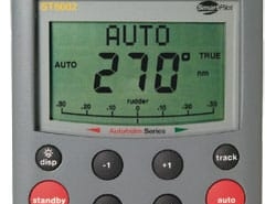 Raymarine ST6002 autopilot display showing course direction at 270 degrees, used in marine navigation.