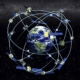 Satellites orbiting Earth in space, illustrating global connectivity and navigation technology.