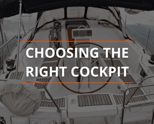 Sailboat cockpit with wheel and instruments, guide on choosing the right cockpit for sailing enthusiasts.