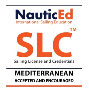 SLC-MEDITERRANEAN-Accepted-white SLC Mediterranean Sailing License logo, by NauticEd, signifying international acceptance for sailors.