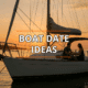 Couple enjoying a romantic dinner on a sailboat at sunset, highlighting boat date ideas.