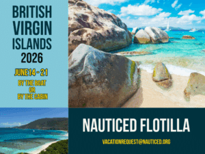 Join Nauticed flotilla in British Virgin Islands, June 14-21, 2026. Sail by the boat or cabin. Stunning beaches await!