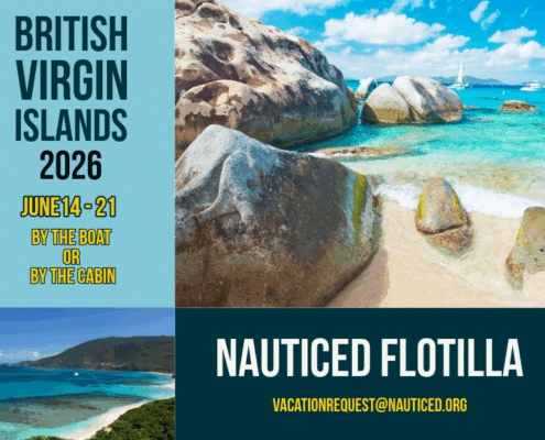 Join Nauticed flotilla in British Virgin Islands, June 14-21, 2026. Sail by the boat or cabin. Stunning beaches await!