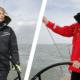 Sailors wearing Musto and Gill jackets steering sailboats on open water.