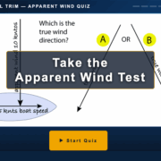 ApparentWindTestFeatured Apparent wind quiz image with boat speed and wind direction test for sailors. Start the quiz button visible.