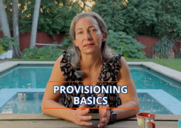 Woman by the pool explains provisioning basics for sailing enthusiasts.
