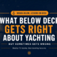 Insights into reality TV yachting based on Bravo's Below Deck: accuracy and errors, featuring dramatic ocean sunsets and luxury yacht scenes.