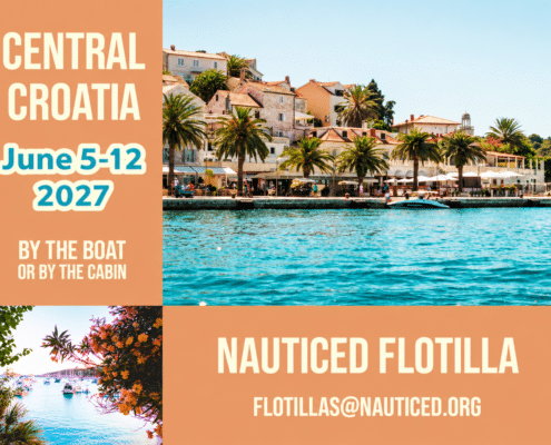 Sailing adventure in Central Croatia, June 5-12, 2027. Nauticed Flotilla trip details and contact on display.